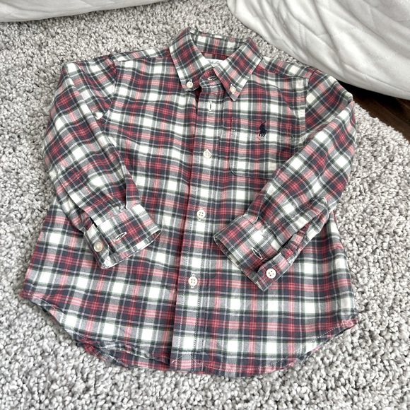 Polo Ralph Lauren Baby Infant Plaid Button Down Shirt 100% cotton, Size 24M EUC - Picture 1 of 12